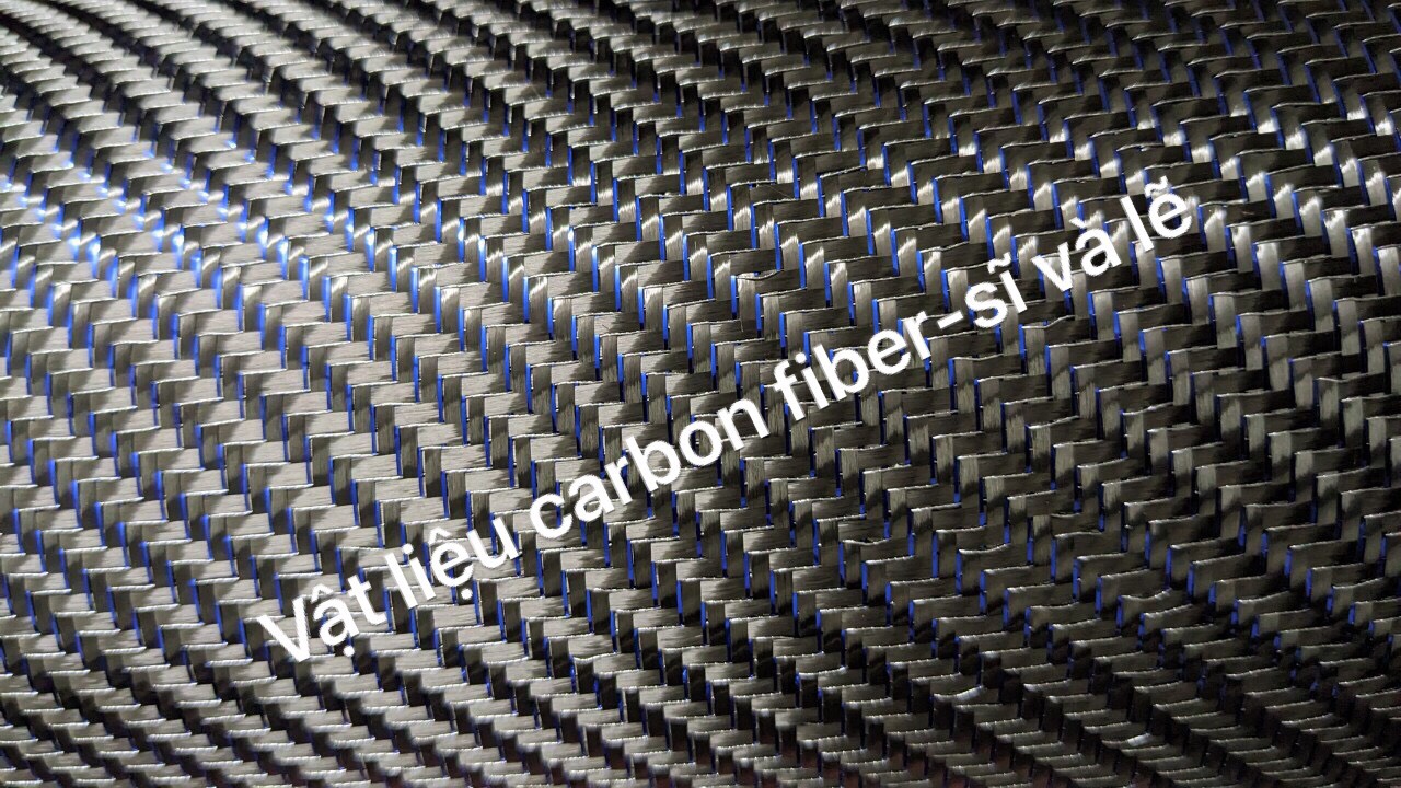 Carbon fiber (vải carbon)  vân CHÉO MIX MELATIC XANH 280g/m2, dệt định hình chống xô